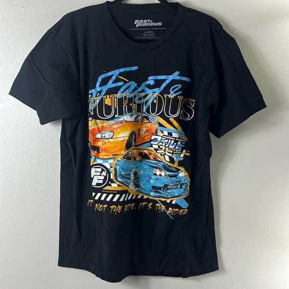 Universal Fast & Furious Black/ Blue Tee Shirt Short Sleeve Men’s L - Picture 1 of 7